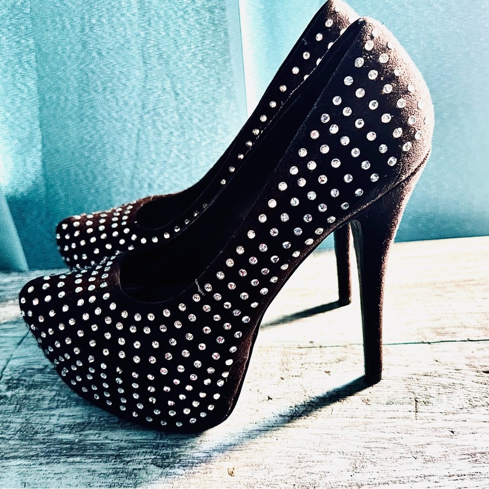 Candie's Chic Black Heels with Silver Studs